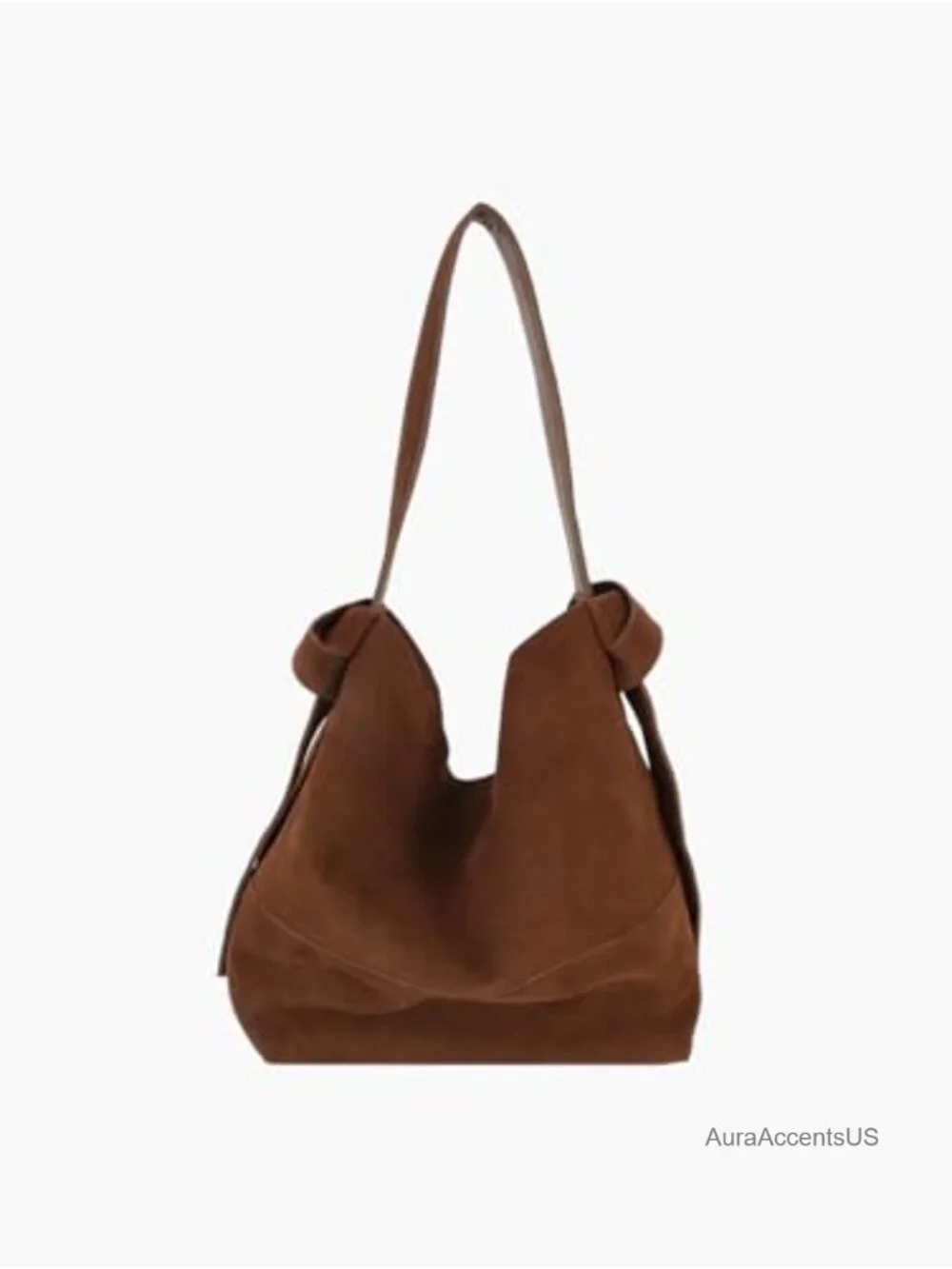 Genuine Suede Hobo Handbag Tote 2-in-1 Detachable Pouch